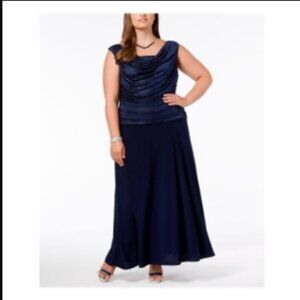 R&M Richards Plus Size Ruched Glitter Gown Size 16 NWT (76)